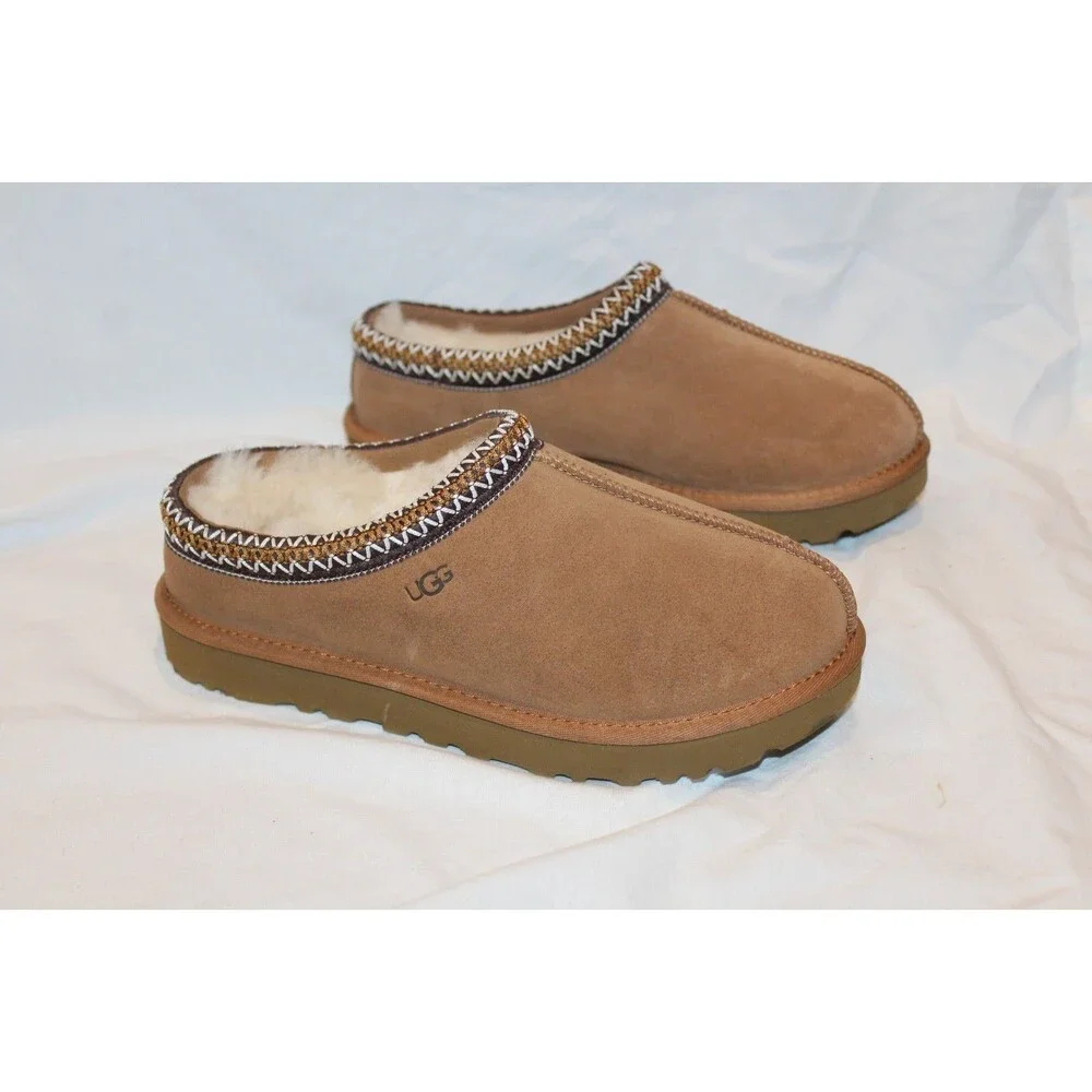 UGG MEN'S TASMAN II SUEDE SHEARLING LINED CLOG SLIPPERS CHESTNUT 11